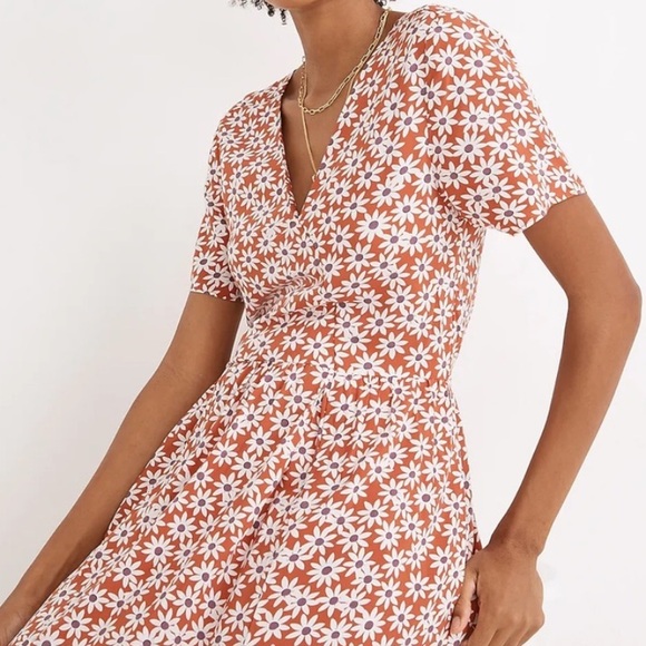 Madewell Rust Red/White Floral Women's Midi Dress. Size Small. - Picture 5 of 14